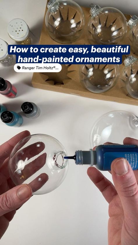 How to create easy, beautiful hand-painted ornaments | Beginner Art | My Pinterest Holiday Idea | Christmas crafts, Painted ornaments, Hand painted ornaments Light Bulb Shaped Ornaments, Christmas Ornaments Plastic Balls, Christmas Ornaments Homemade Videos, Frosted Glass Ornaments Diy, Plastic Light Bulb Crafts, Diy Ornament Paint, Ornament Stuffers, Diy Christmas Ornaments With Clear Balls, Diy Christmas Globe Ornaments