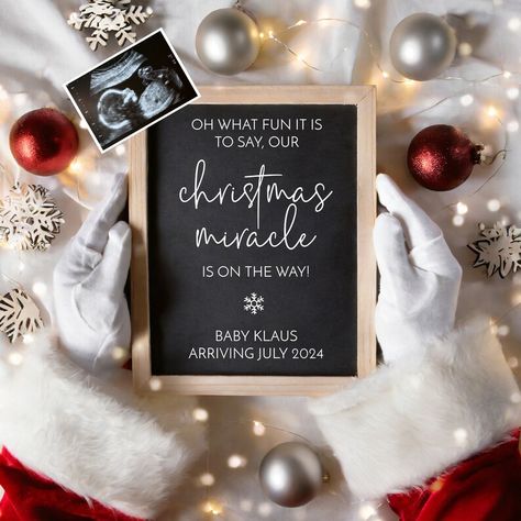 Christmas Pregnancy Announcement Digital Santa Baby Reveal - Etsy Australia Elf On The Shelf Baby Announcement, Santa Baby Announcement, Baby Announcing Ideas Christmas, Christmas Baby Announcement Photoshoot, December Pregnancy Announcement, Miracle Baby Announcement, Winter Pregnancy Announcement, Family Baby Announcement, Ivf Pregnancy Announcement