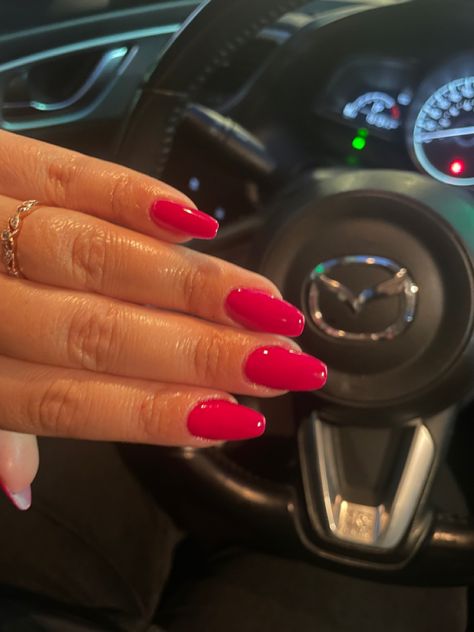 Hot Pink Nails Square Medium, Hot Red Pink Nails, Red Hot Pink Nails, Hot Pink Nails Simple, Bright Pink Red Nails, Watermelon Colored Nails, Hot Pink Red Nails, Hot Pink Oval Nails, Hot Pink Vacation Nails