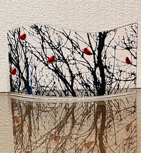 Decor Window Sill, Stained Glass Workshop, Watercolor Nursery Art, Fused Glass Birds, Nursery Decor Woodland, Forest Watercolor, Fused Glass Wall Art, Fused Glass Ornaments, Glass Fusing Projects