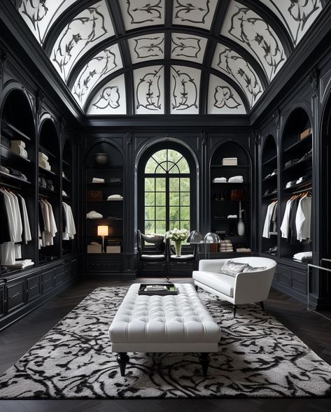 Gothic Walk In Closet, Goth Walk In Closet, Victorian Walk In Closet, Gothic Mansion Exterior, Modern Baroque Interior, Dark Closet, Luxury Dressing Room, Closets Design, Gothic Mansion