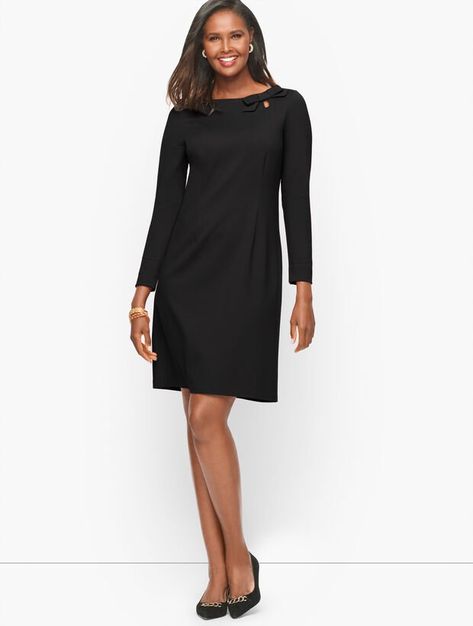 Shop Talbots for modern classic women's styles. You'll be a standout in our Bow Detail Ponte Knit A-Line Dress - only at Talbots! Talbots Fashion, Ponte Knit Dress, Bateau Neck, Classic Style Women, Bow Detail, Modern Classic, Winter Coat, Knit Dress, Shift Dress