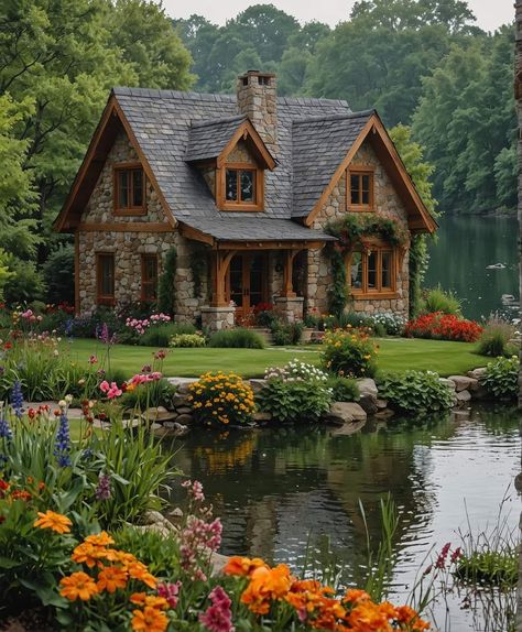 Aesthetic Exterior, Stone Homes, Fantasy Buildings, Storybook Homes, Cottagecore Vibes, Cabin Exterior, Dream Life House, Fairy Cottage, Cottage In The Woods