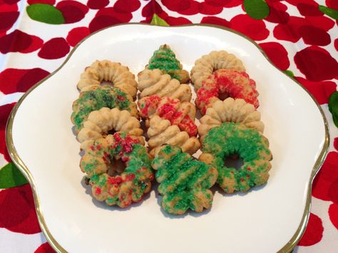 Pressed Cookies, Press Cookies, Spritz Cookie, Buttery Cookie, Peppermint Treats, Spritz Cookie Recipe, Coconut Biscuits, Cut Out Cookie Recipe, Spritz Cookies