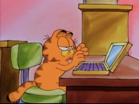 Garfield And Friends, A Cartoon, Cartoon Cat, Computer, Desk, Screen, On Instagram, Instagram