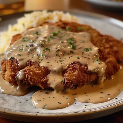 Classic Chicken Fried Steak with Country Gravy - Simply Recipes - Fewer Worries, More Delight Country Fried Steak And Gravy, Fried Steak And Gravy, Country Gravy Recipe, Beef Cubed Steak, Steak And Gravy, Breaded Steak, Turkey Cutlets, Country Fried Steak, Country Gravy