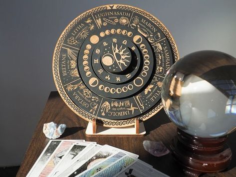 Moon Phase Clock, Wheel Of The Year 2024, Wheel Of The Year Art, Wheel Of Year, Astrology Wheel, Pagan Wheel Of The Year, Pagan Home Decor, Pagan Sabbats, Astrological Calendar