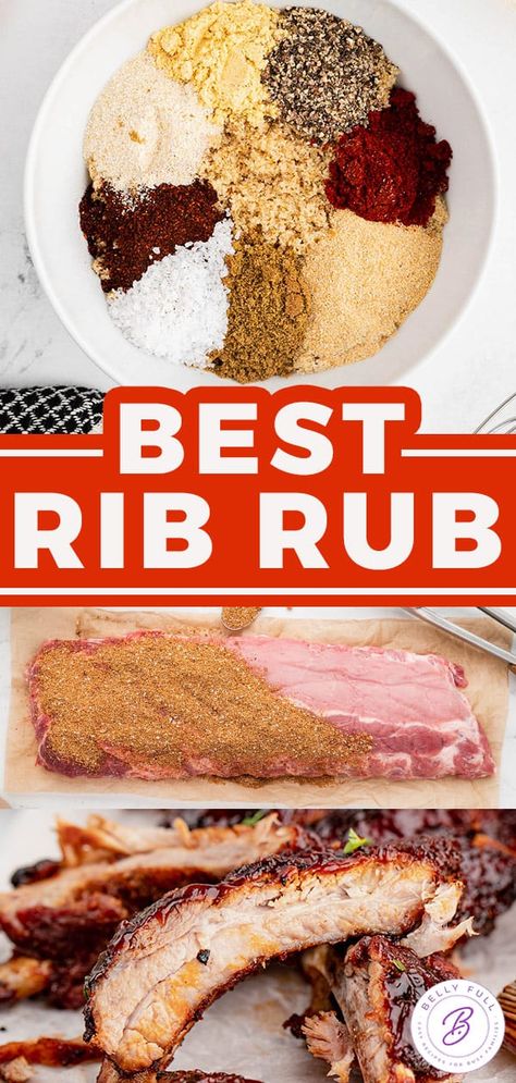 The Best BBQ Rib Rub Recipe - Belly Full Bbq Rib Seasoning Rub, Bbq Ribs Seasoning Recipe, Best Rib Dry Rub Recipe, Rib Rubs For Grilling, Rub For Ribs In Oven, Homemade Rib Rub, Barbque Rib Rub, Spare Ribs Rub Recipe, Dry Rub For Ribs On The Grill