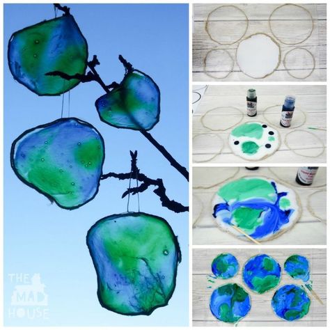 You will never guess what this beautiful stained glass Earth craft is made from.  It is a fab fun kids craft perfect for celebrating Earth Day Watercolor Art For Kids, Earth Craft, Earth Day Projects, Earth Day Crafts, Earth Day Activities, Winter Watercolor, Diy Projects For Kids, The Solar System, Art Activities For Kids