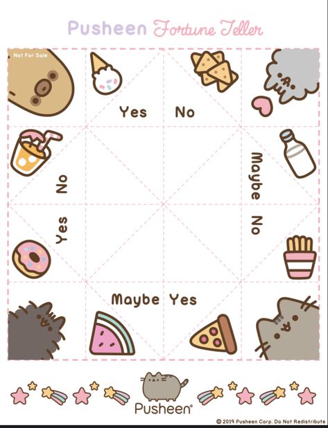 Things To Print Out Craft, Free Kawaii Printables, Kawaii Printables Templates Paper Crafts, Pusheen Paper Crafts, Pusheen Template, Fortune Teller Paper Ideas, Kawaii Printables Templates, Blind Bags Printable, Hello Kitty Diy Crafts