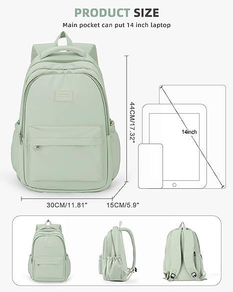 BOXSAM Lightweight School Backpack for Women Men, Laptop Travel Casual Daypack College Secondary School Bags Bookbag for Teenage Girls Boys, Green Cheap Khaki Bags For Students, Affordable Functional Student Bags, Cheap Student Bags With Single Compartment, College Bags For Boys, College Bags For Girls Student, College Bags For Girls, Laptop Travel, College Bags, Secondary School