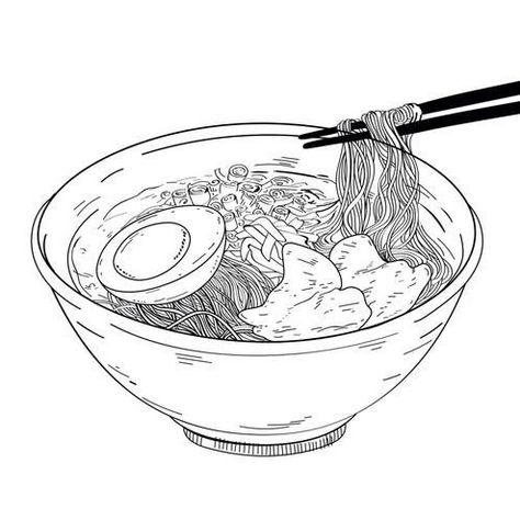 Ramen Bowl Drawing, Noodle Drawing, Ramen Drawing, Ramen Art, Ramen Japanese, Manga Aesthetic, Food Sketch, Japanese Drawings, Japanese Artwork