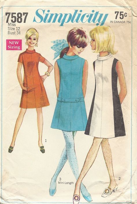 1960's a line dresses | Vintage 1960s MOD A-Line COLOR BLOCK DRESS w/ BELT Pattern - 34 BUST ... Patron Vintage, 1960 Fashion, 1960s Style, Simplicity Dress, Robes Vintage, Sixties Fashion, Vintage Dress Patterns, Retro Mode, 60s Dress