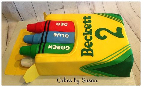 Crayon Cake, Crayola Birthday Party, Crayon Birthday Parties, Wacky Cake, School Cake, Second Birthday Ideas, Toddler Birthday Party, Painted Rainbow, Crayola Crayons