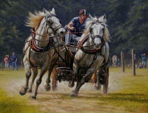 Richens, Colin - Modern Chariot, Racing Chariot Racing, Marine Artist, Two Horses, Lexington Kentucky, Painting Subjects, Wildlife Paintings, Unusual Animals, Racing Jacket, New Forest