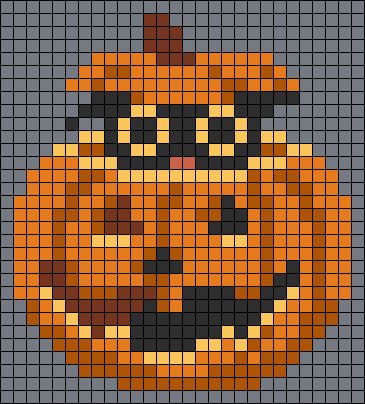 Alpha pattern #130212 | BraceletBook Fall Crochet Alpha Patterns, October Cross Stitch, Crochet Halloween Tapestry, Alpha Pattern Halloween, Halloween Pixel Art Grid, Pixel Art Autumn, Pumpkin Pixel Art, Halloween Alpha Pattern, Spooky Pixel Art