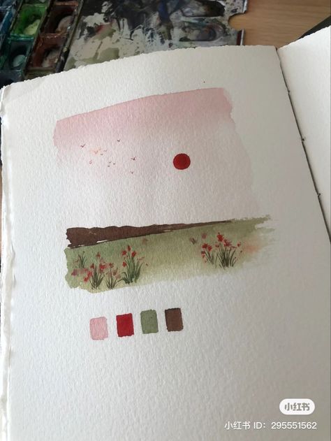 Easy Paintings Watercolor Simple, Simple Watercolor Paintings For Beginners Landscape, Easy Pretty Watercolor Paintings, Small Simple Watercolor Paintings, Cute Things To Paint With Watercolor, Small Painting Ideas Watercolor, Color Water Art Inspiration, Watercolor Simple Paintings, Easy Things To Watercolor Paint