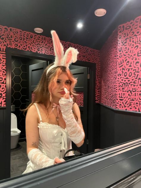 Bunny costume rabbit costume #bunnyear #bunny #costume #halloween #halloweencostumesforwomen Bunny Aesthetic Outfit, Bunny Costume Makeup, Bunny Costume Women, Black Bunny Costume, Bunny Costume Halloween, Bunny Halloween, Bunny Halloween Costume, Rabbit Costume, Black Bunny