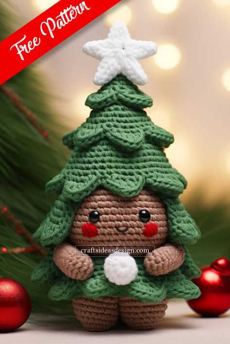 Crochet Christmas Trees Pattern, Crochet Christmas Ornaments Free, Christmas Crochet Patterns Free, Crocheted Christmas, Crochet Tree, Crochet Toys Free, Crochet Christmas Gifts, Crochet Xmas, Pola Amigurumi