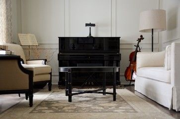 Black Upright Piano Living Room, Front Room Layout, Piano Layout, Living Room With Piano, Colonial Cape Cod, Piano Living Rooms, Wainscoting Living Room, Oak Branch, Piano Decor