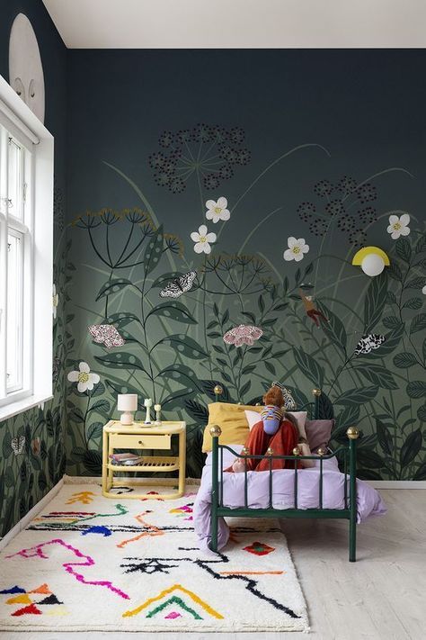 Forest Mural, Night Wallpaper, Nursery Mural, Murals For Kids, Custom Wall Murals, Kids Interior Room, Kids Wallpaper, New Wall, Dark Wallpaper