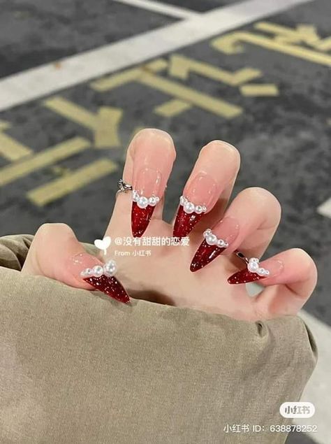 Korean Christmas Nails, Douyin Nails, Nail Noel, Flamingo Nails, Sheer Nails, Fake Nails Designs, Hello Nails, Asian Nails, Goth Nails