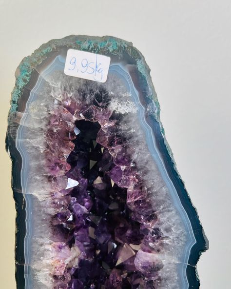 Elevate your space with white light, love, beauty and great energy with this beautiful Large Amethyst X Calcite Inclusions. This is a gorgeous piece with great color & nicely polished sides. Rich purple amethyst points are surrounded by jasper in blue green tones. I love how the Amethyst portal pulls you in! This will make a great addition to any space. Raw beauty & great energy. Amethyst is a stone of spiritual protection and purification. It is a Wind element stone that stimulates ... Wind Element, Amethyst Point, Spiritual Protection, Rich Purple, Raw Beauty, Green Tones, Purple Amethyst, White Light, Portal