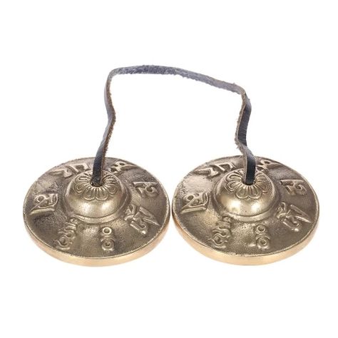 2.6in/6.5cm Handcrafted Tibetan Meditation Tingsha Cymbal Bell with Buddhist Lucky Symbols for Sale - €9.56 yellow | Tomtop Tibetan Bells, Six Word Memoirs, Tibetan Meditation, Didgeridoo, Buddhist Symbols, Lucky Symbols, Buddhist Meditation, Six Words, Percussion Instruments