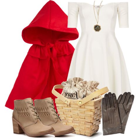 Lydia Inspired Halloween Costume (Little Red Riding Hood) by veterization on Polyvore featuring polyvore, fashion, style, Oh My Love, Modern Vintage, Jamie Wolf, Emporio Armani, Siaomimi and clothing Holoween Costums, Halloween Costume Little Red Riding Hood, Work Appropriate Halloween Costumes, Costume Carnaval, Red Riding Hood Costume, Last Minute Costumes, Couples Halloween, Halloween Costumes For Teens, Oh My Love