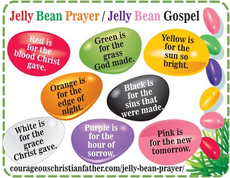 Jelly Bean Prayer Printable - Jelly Bean Gospel - Printable This is great for Easter it uses the colors of jelly beans to share the gospel. #JellyBeanPrayer Jelly Bean Gospel, Jellybean Prayer, Jelly Bean Prayer, Easter Jelly Beans, Biblical Thoughts, Easter Sunday School, Jelly Beans Easter, Holy Thursday, Mothers Day Poems