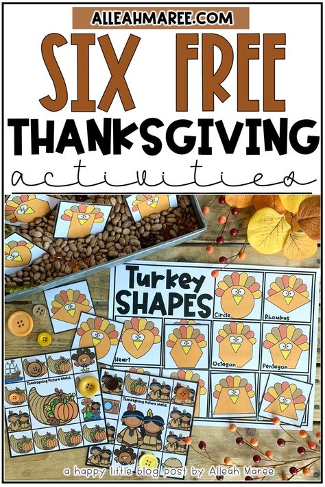 6 Free Thanksgiving Activities for Preschoolers and Kindergarteners — Alleah Maree Thanksgiving Math Centers Kindergarten, Thanksgiving Ela Activities Kindergarten, November Speech And Language Activities, Thanksgiving Week Activities Kindergarten, Thankful Week Preschool, Special Education Thanksgiving Activities, Thanksgiving Name Activities Preschool, Thanksgiving Stem Kindergarten, Thanksgiving Party Kindergarten