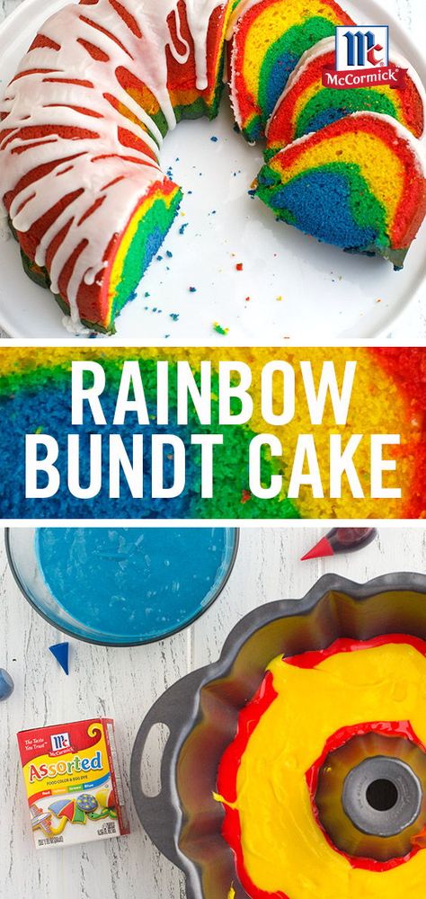 Rainbow Bundt Cake, Rainbow Donut, Leprechaun Trap, Gold Chocolate, Colorful Desserts, Cake Platter, Chocolate Coins, Rainbow Roses, Cake Frosting