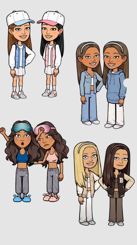 #bitmoji #bff Couple Bitmoji, Snap Avatar, Snapchat Fits, Preppy Bitmoji, Snapchat Halloween, Matching Bitmojis, Pretty Bitmoji Ideas, Snap Bitmoji, Bitmoji Inspo