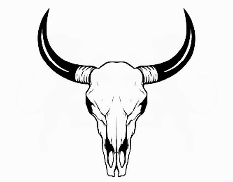 Steer Skull Drawing, Bull Head Skull Tattoo, Bull Skull Tattoo Stencil, Bull Skull Outline, Bull Skull Outline Tattoo Simple, Bull Head Tattoo, Bull Sketch Tattoo, Longhorn Tattoo, Tattoo School