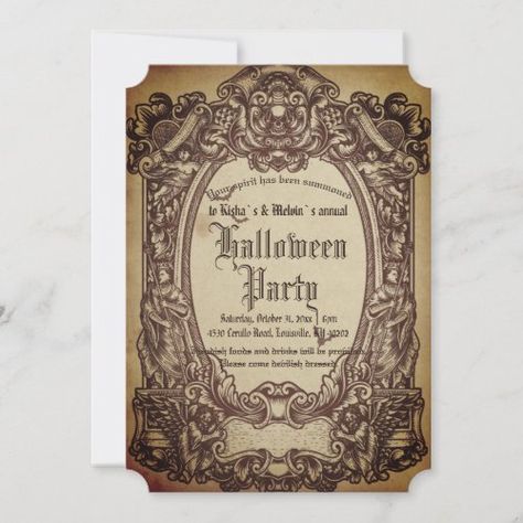 $3.22 | Vintage Victorian Gothic Frame Bloody Halloween | Halloween Invitations | vintage invitation, wicked affair, halloween party, vintage halloween, skull halloween, adult halloween, cocktail party, gothic halloween, victorian halloween, zombie undead vampire themed theme Halloween Party Invitations For Adults, Scary Halloween Party Invitations, Unique Halloween Party Ideas, Gothic Halloween Party, Scary Halloween Invitations, Adult Halloween Invitations, Adult Halloween Party Invitations, Gothic Frame, Halloween Party Scary