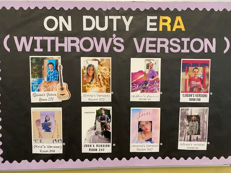 #reslife #ra #raboard #bulletinboard #dutyboard #taylorswift #swiftie Ra Bulletin Boards Taylor Swift, Taylor Swift Ra Board, Hall Themes, College Bulletin Boards, Ra Themes, Bulletin Boards Theme, Ra Bulletins, Ra Boards, Dorm Stuff