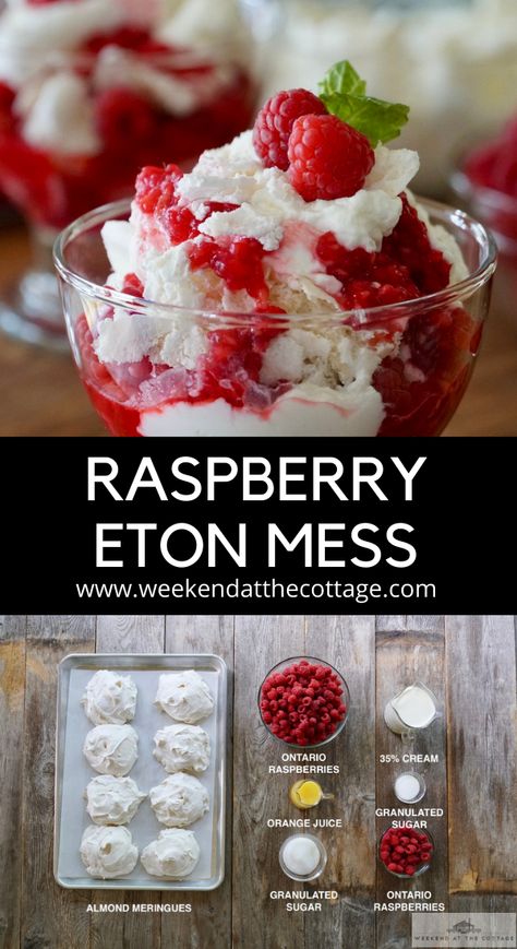 Strawberry Eton Mess Recipe, Elton Mess Dessert, Eaten Mess Dessert, Eton Mess Recepten, Eaten Mess, Frozen Raspberry Desserts, Eaton Mess Recipe, Eton Mess Dessert, Eton Mess Recipe