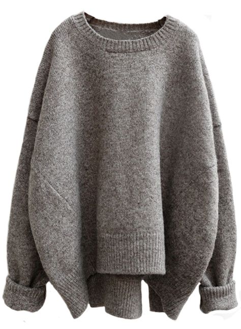 e6d8545daa42d5ced125a4bf747b3688desc42836092ri Woolen Jumper, Loose Fit Sweater, Vogue Knitting, Loose Shirt, Gray Sweater, Garter Stitch, Mode Inspo, Cut Loose, Loose Tops