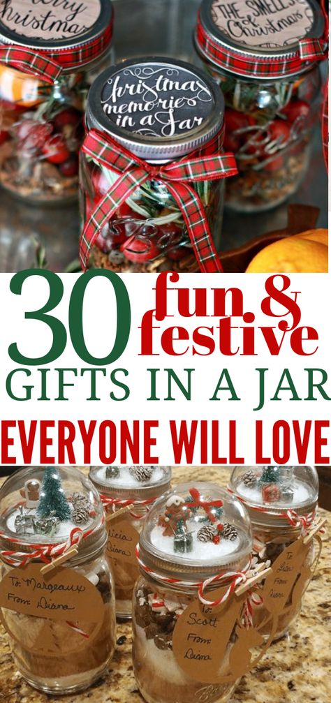 Candy Jar Gifts Christmas, Christmas Candy In A Jar Ideas, Gifts In A Glass Jar, Mason Jar Gift Wrapping Ideas, How To Decorate A Jar For A Gift, Decorated Jars For Gifts, Minibar In A Jar Gift Ideas, Christmas Candy Jar Gifts, Gifts In A Mason Jar Ideas