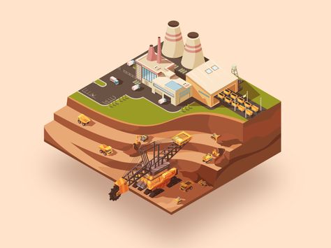 Vector mining ⛏ 🚧 by Macrovector Open Pit, Pokemon Alola, Logo Design Collection, Factory Building, Isometric Illustration, Mining Equipment, Paint Background, Coal Mining, Logo Set