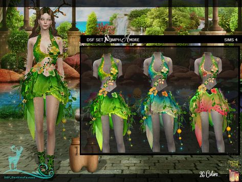 DanSimsFantasy's DSF SET NYMPH AMORE Ts4 Mythical Cc, Fairy Sims 4 Cc, Sims 4 Fairy Cc, Mods Sims 4, Nature Outfits, Sims Packs, Pelo Sims, Sims 4 Expansions, Sims 4 Dresses