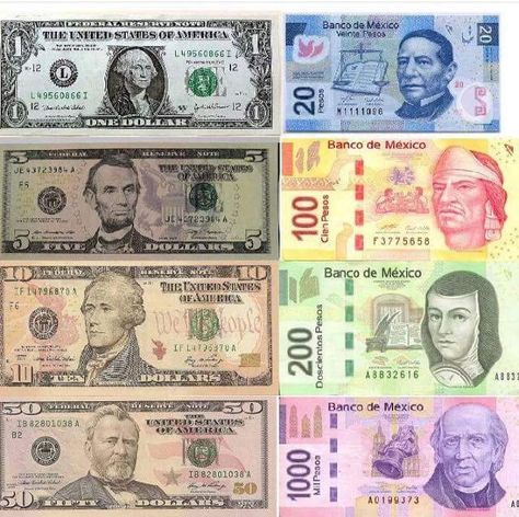 America to Mexican money conversion chart - Imgur Winter Mantle, Money Poster, Money Template, Money Chart, Money Notes, Living In Mexico, Spanish Books, Mexican Peso, Visual Aids