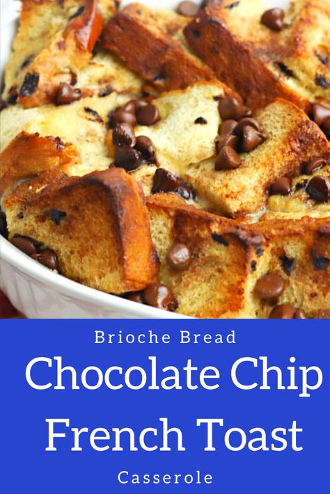 This scrumptious Chocolate Chip French Toast is made with store-bought chocolate chip brioche bread.   This easy chocolate chip brioche french toast recipe is perfect for Christmas morning or any special occasion brunch.  #ChocolateChipFrenchToast #MyTurnforUs #ChocolateChipBriocheBread #ChocolateChipToast ##ChocolateChipBriocheFrenchToastRecipe Chocolate Chip French Toast Recipe, Chocolate French Toast Bake, Chocolate Brioche French Toast, Chocolate Chip Brioche Bread Recipe, Chocolate Chip Brioche French Toast, Brioche Bread Uses, Chocolate Chip French Toast Casserole, Chocolate Chip Brioche Bread, Chocolate Chip French Toast