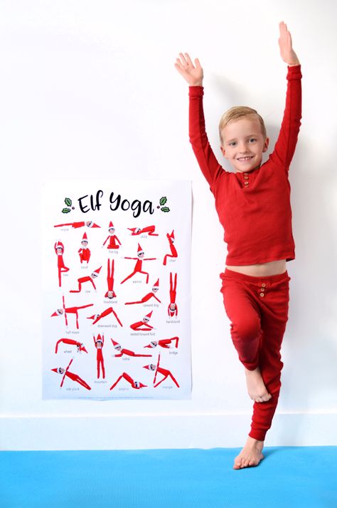 Elf on the Shelf Yoga Poster - Free Download - Amy Robison Blog Elf On The Shelf Yoga, Elf Yoga, Kindness Elves, Xmas Elf, Elf Antics, Elf Fun, Yoga Poster, Buddy The Elf, Preschool Christmas