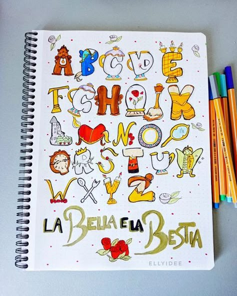 Creative Alphabet Letters, Letra Disney, Letras Disney, Alfabeto Lettering, Hand Lettering Alphabet Fonts, Disney Wall Art, Disney Alphabet, Bullet Journal Font, Modern Lettering