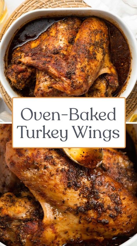 The BEST Baked Turkey Wings - 40 Aprons Turkey Wing Recipes Baked, Oven Baked Turkey Wings, Best Baked Turkey, Baked Turkey Legs, Oven Baked Turkey, Bake Turkey Wings Recipe, Smothered Turkey, Wings Recipe Baked, Baked Turkey Wings