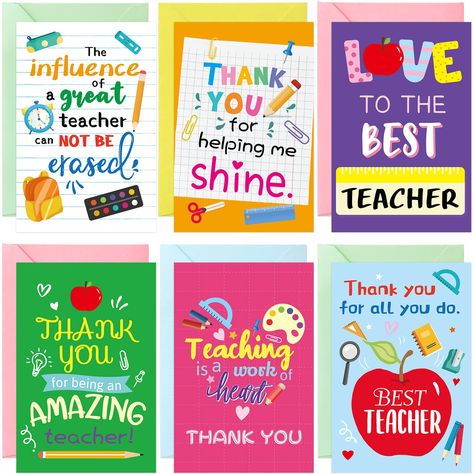 PRICES MAY VARY. What You Get - 24 pcs teacher thank you note cards, 24 colorful envelopes, 40 seal stickers. The size of card is 4*6 inch. Blank on the Inside - Each pattern is carefully designed, colorful pattern. These cards are blank on the back, leaving plenty of space to write your message and wishes for your favorite teacher. Perfect for Teachers - The teacher appreciation greeting card is a sweet gift for teacher. Send your blessings to your teacher with the card and to celebrate teacher Ceiba Tree, Happy Teacher Appreciation Week, Colorful Envelopes, Teacher Thank You Notes, Graduation Teacher, Notes Creative, Student Rewards, Happy Teacher, Teacher Appreciation Cards