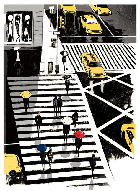 New York Illustration, Jason Brooks, Mountain Illustration, U Bahn, City Illustration, 背景 シンプル, 5th Avenue, Fashion Illustrator, In The Rain