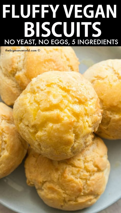 Fluffy Vegan Biscuits (British Scones) made with just 5 ingredients! Fluffy, flaky and buttery biscuits that just MELT in your mouth! No yeast, No eggs, No dairy! Vegan, Gluten Free, Dairy Free. Gluten Dairy Egg Yeast Free Recipes, Dairy Free Egg Free Dinner Ideas, Vegan Gluten Free Busicuts, Dairy Free Yeast Free Recipes, Egg Gluten And Dairy Free Recipes, Egg Free And Gluten Free Recipes, Vegan Yeast Free Bread, Wheat Free Egg Free Recipes, Gluten Free Breakfast No Eggs