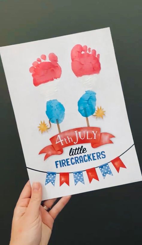 Simple Summer Crafts for Infants: Perfect for Little Hands and Big Smiles 4th Of July Toddler Crafts, Summer Crafts For Infants, Simple Summer Crafts, Forth Of July Crafts, Crafts For Infants, Baby Footprint Crafts, Footprint Craft, Baby Art Projects, Footprint Crafts